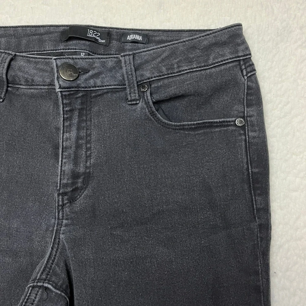1822 Denim Jeans Womens 12 Gray Adrianna Skinny CA5M1188A1 Dark‎ Wash Stretch